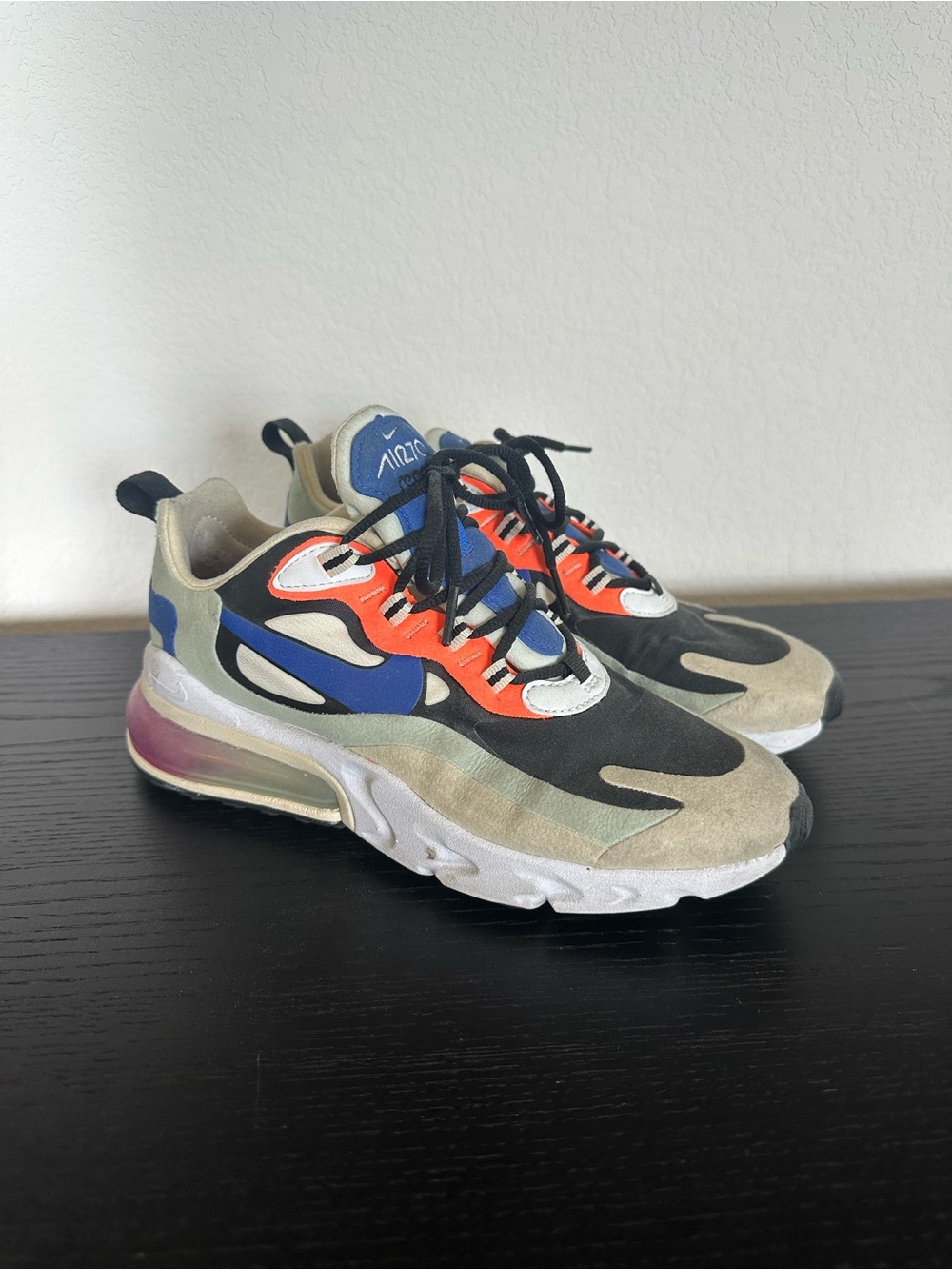 Nike Air Max 270 React Sneakers - Black/Blue/Orange/Cream